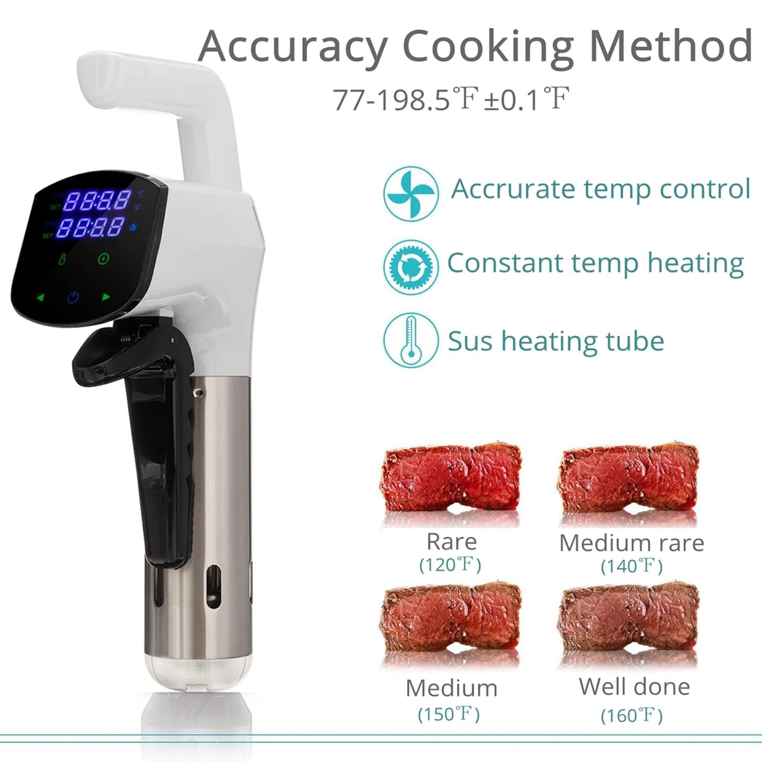 Cocina De Precisión Sous Vide, Kit De Máquina Sous Vide con Bomba Extractora, Bolsa Sellada, Clip, Control De Visualización Led De Temperatura Y Tiempo, Circulador De Inmersión Térmica De Cocina