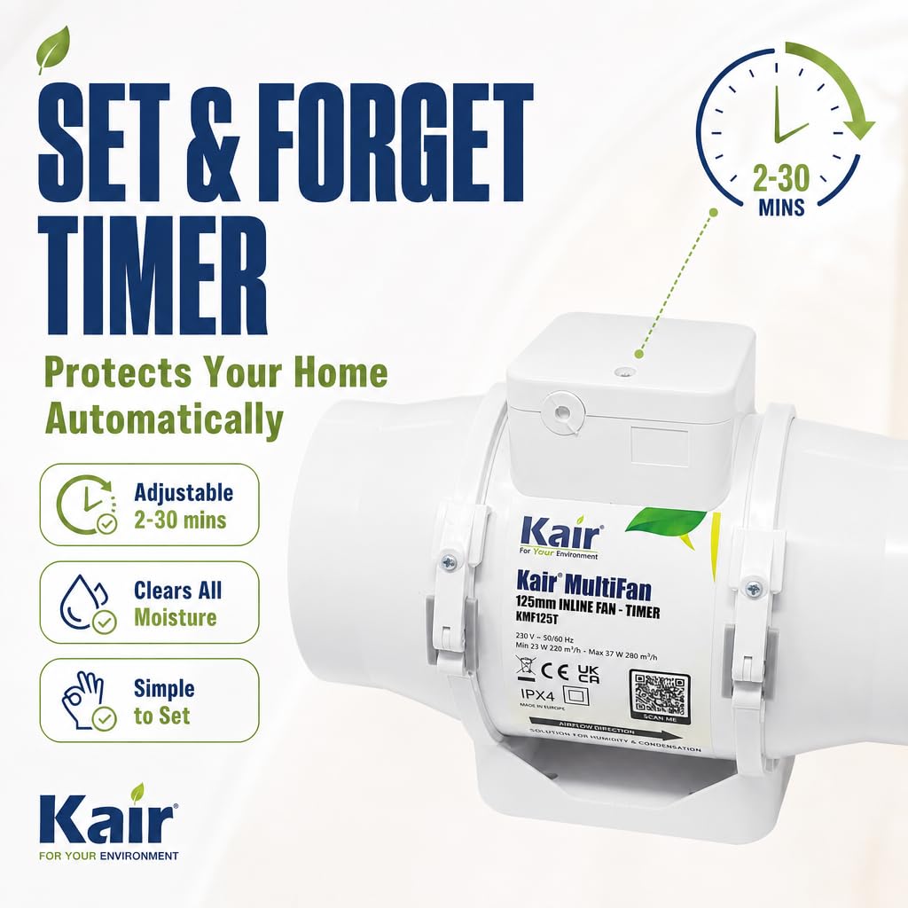 Kair MultiFan Inline-Ventilator 125mm mit Timer