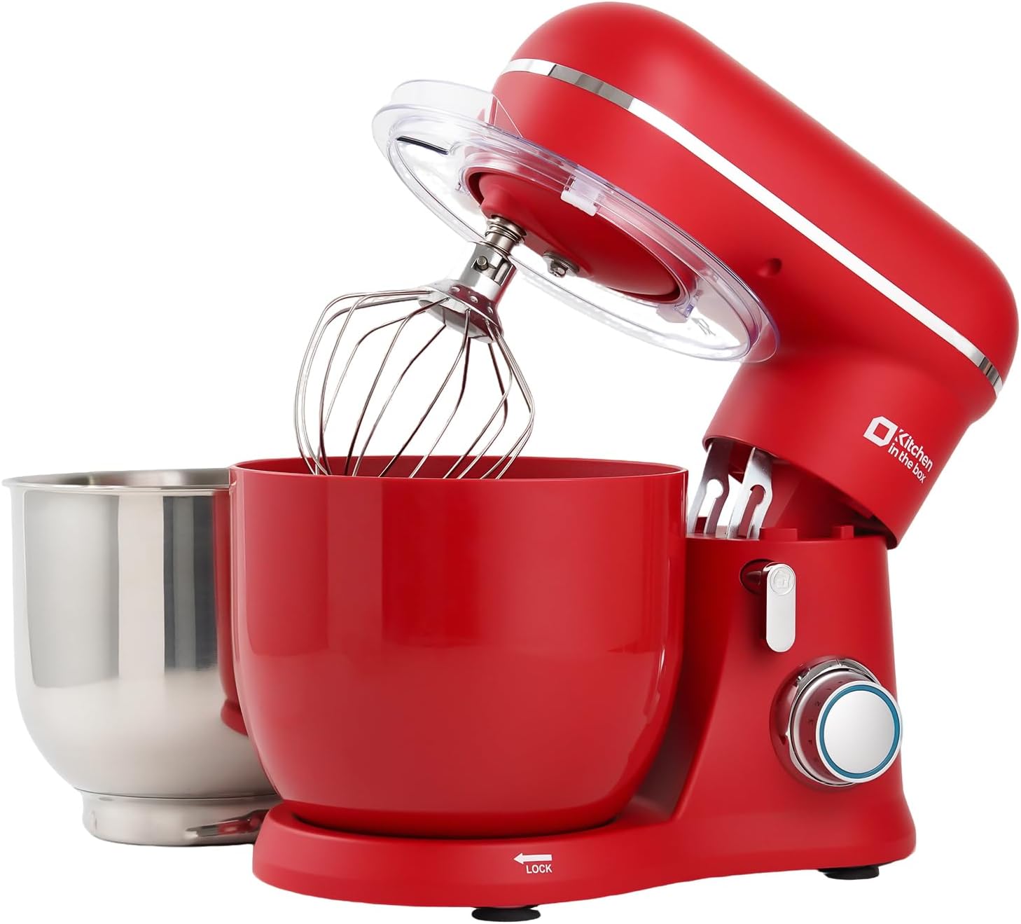 Kitchen in the Box Stand Mixer, 3.5QT Two Bowls Small Kitchen Electric Mixer, 10-Speed Portable Lightweight Matte Finish with Egg Whisk, Dough Hook, Beater (Matte Red, 3.5QT) Matte Red 3.5QT