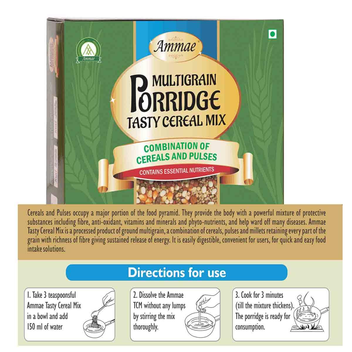 Ammae Multigrain Porridge Tasty Cereal Mix, 400g, 16 grains Sathu Maavu, Sprouted & Roasted Cereals, Pulses, Millets & Oats | No Sugar | No Salt | No Milk | No Preservatives & Chemicals - Image 7 thumbnail