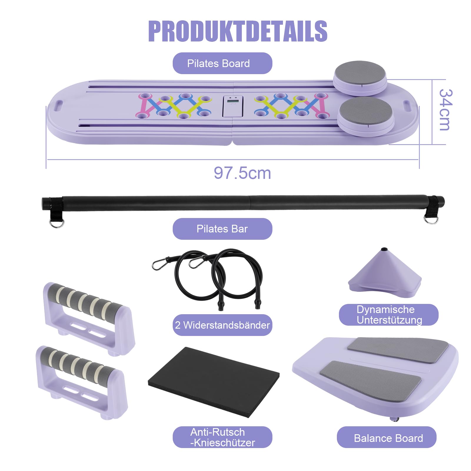 Plateau de Pilates - Ensemble de Reformer de Pilates, Plateaux de Pilates 6 en 1 pour l'entraînement à domicile, Plateaux de Pilates Reformers portables et pliables, Plateau de Pilates