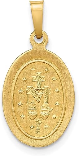 Miniatura 4 de Collar con dije de medalla milagrosa de oro amarillo de 14 quilates joyería fina religiosa para mujer regalos para ella Oro amarillo Piedra
