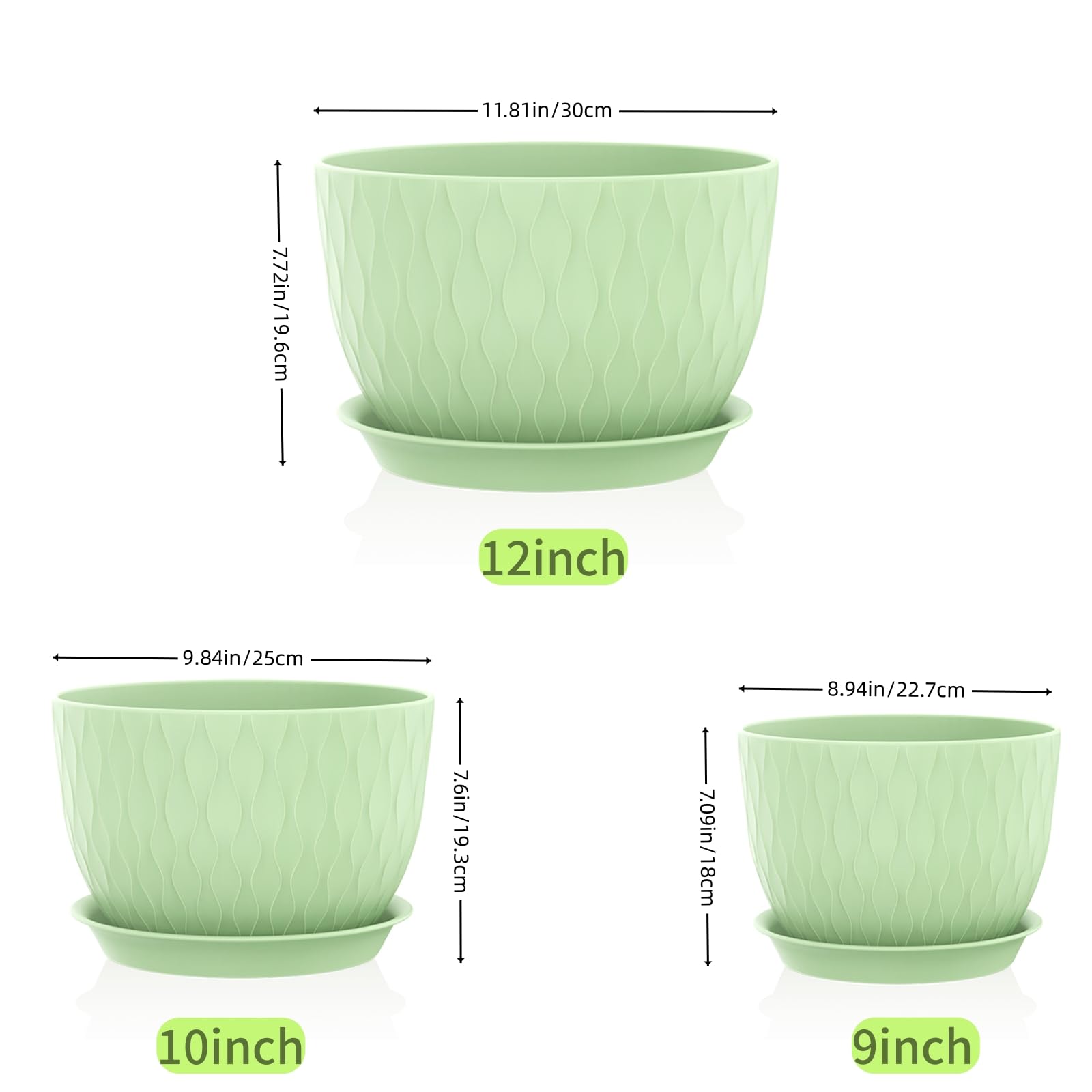Snapklik.com : SQKH 12/10/9 Inch Plant Pots, 3 Pack Large Flower Pots ...