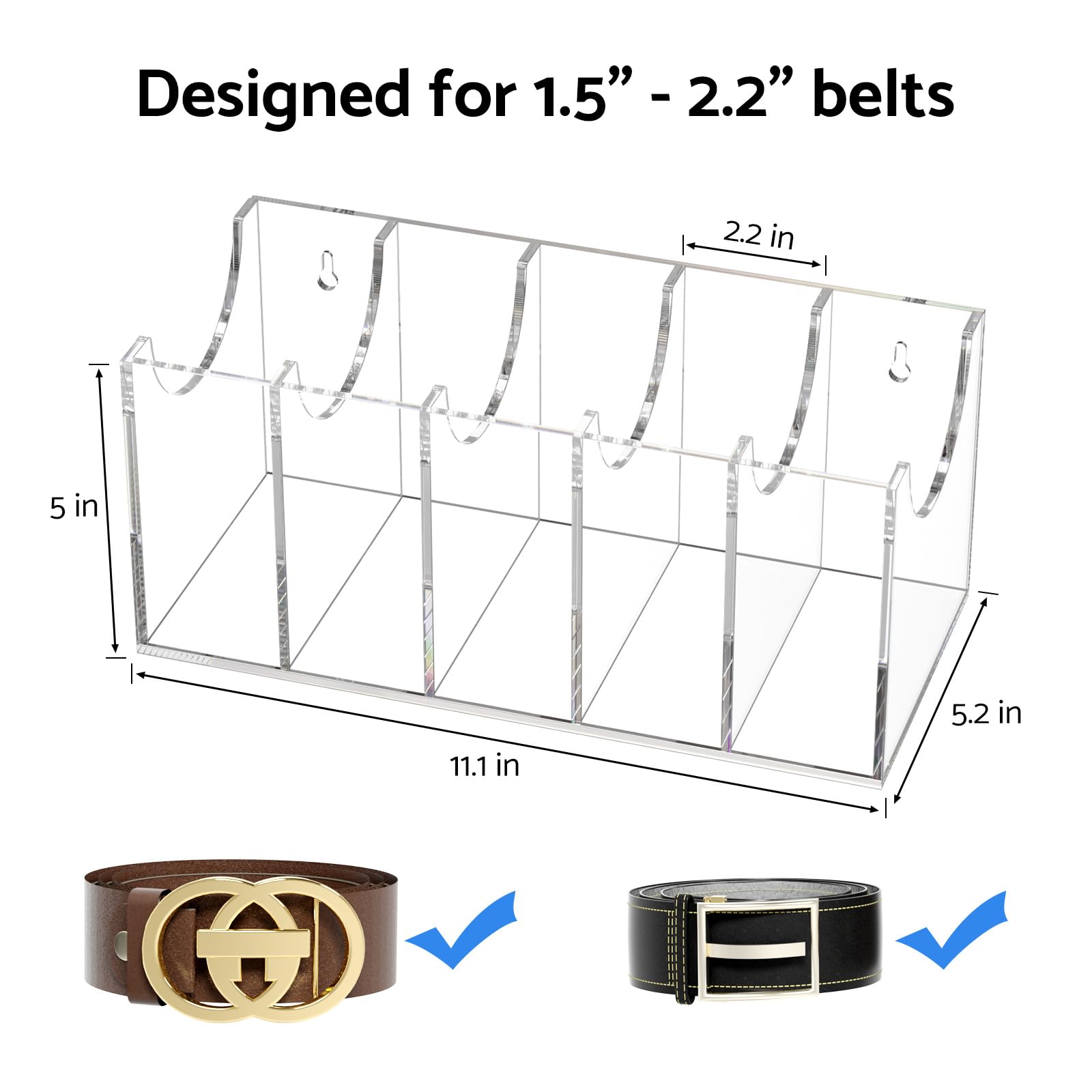 ToyaJeco ToyaJeco 5 compartimenten riem opberghouder voor kastlade, doorzichtige riemdoos container vitrine met displaystandaard voor stropdas vlinderdas sieraden horloge