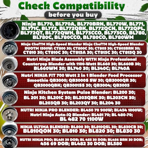 Ninja Blender Blade Replacement 6 Fin Male – Ninja Single Serve Blender Blade, 3.35” Stainless Steel for Smooth Blending, Compatible with BL770W/770BRN/740/770A/780C, 30/BL770/780/773CO/771/772 & more