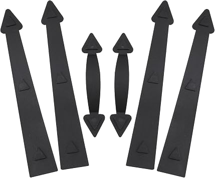 WellMade Garage Door Magnetic Decorative Hardware,Faux Garage Door Accents Magnets Spear Style Kit Black 4 Hinges+2 Handles for 1 Car Garage