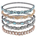 Pangda 5 Pieces Crystal Beads Elastic Hairband Handmade Rhinestone Headband Hair Accessories
