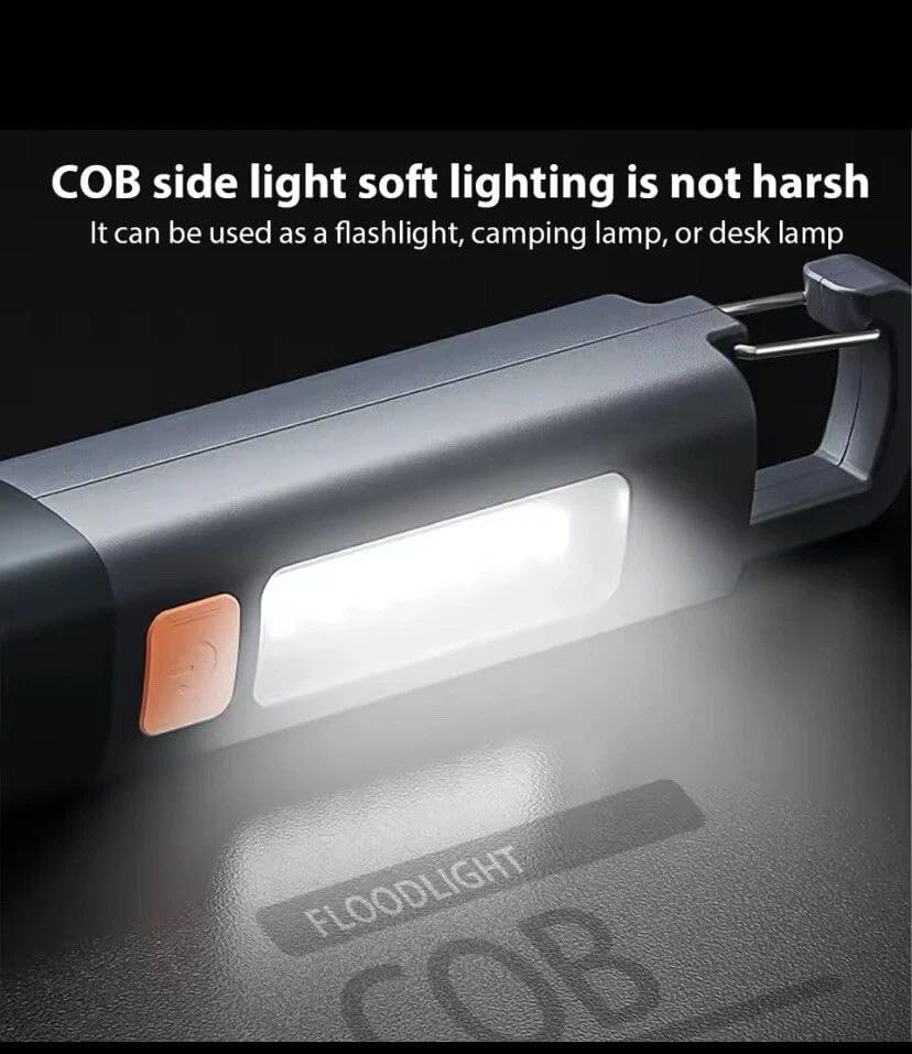 Image of 1Pack, 2 in 1 Smiling Shark Rechargeable LED Flashlight & Lantern - COB Side Light, Zoomable Spotlight, Hanging Hook, Multi-Function Torch for Camping, Hiking, Outdoor & Home Emergencies