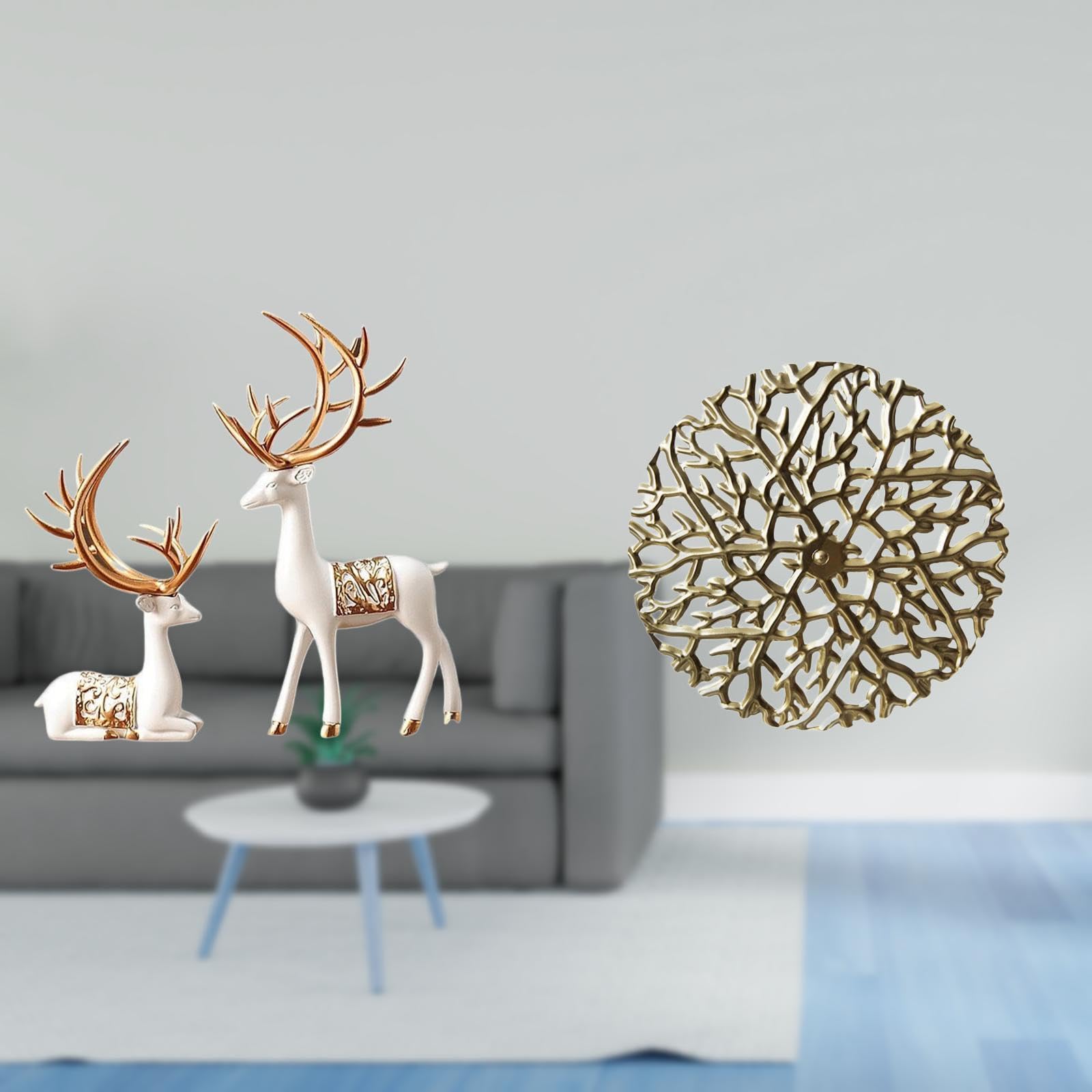 Enakshi® European Reindeer Sculpture Collectable Craft Metal Wall Art Rustic Scenic Wrought Iron Statue Plaque 3D Hanging Pendant Decor for Office Living Room|Home & Garden | Home Decor | Figurines-image-16