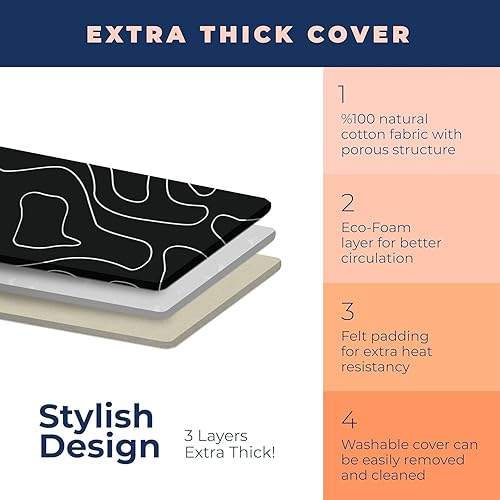 Miniatura 2 de Tabla de planchar, tabla de planchar compacta y ahorradora de espacio con cubierta extra gruesa de 3 capas, altura ajustable, fácil almacenamiento