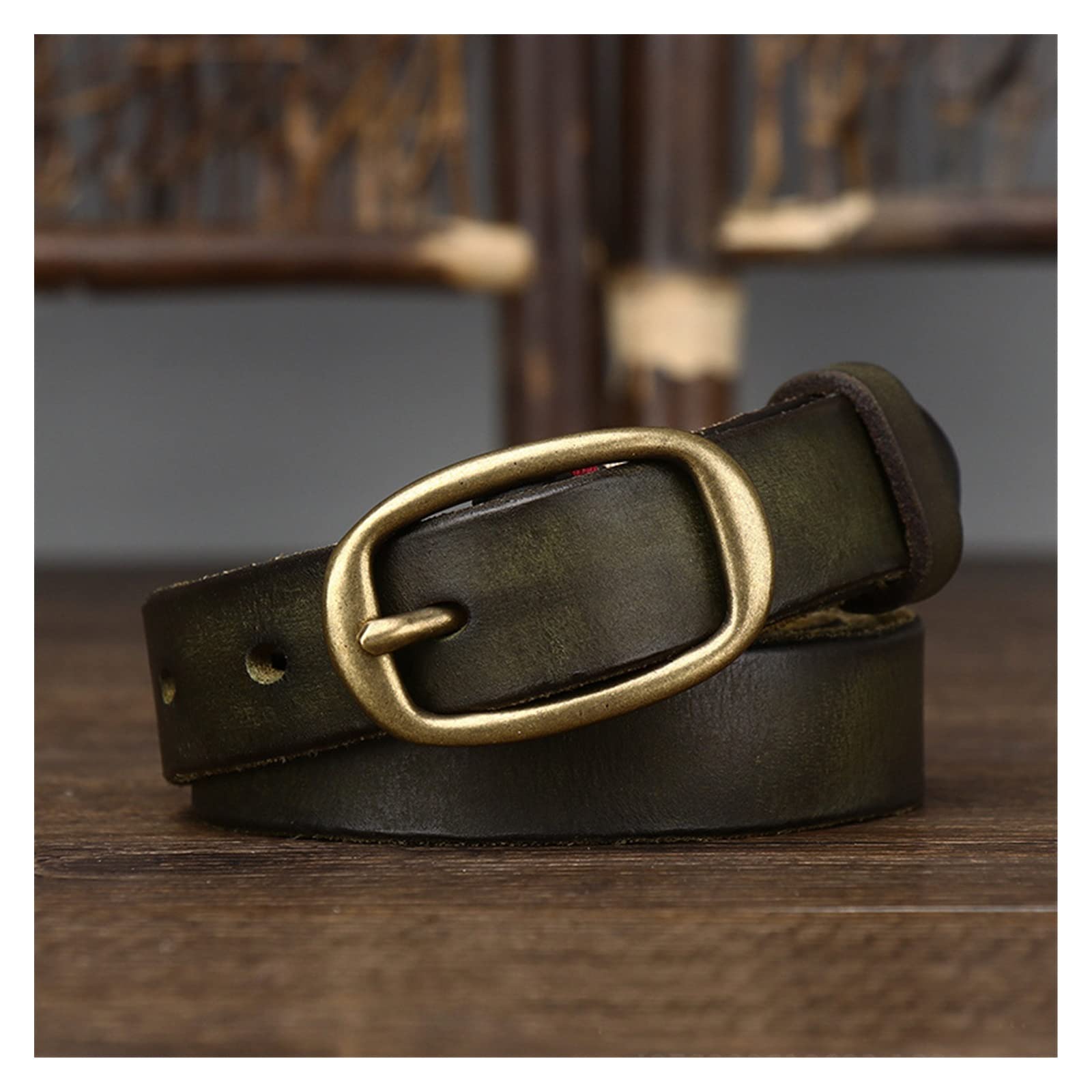 Ceinture Femme Cuir Véritable Marron - Taille Ajustable - Neuf Avec Étiquettes