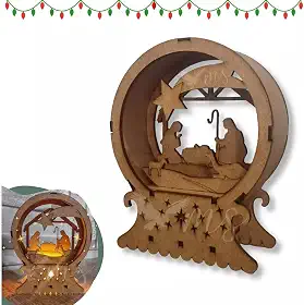 Luminária Led Presépio Mdf Lembrança Presente Natal