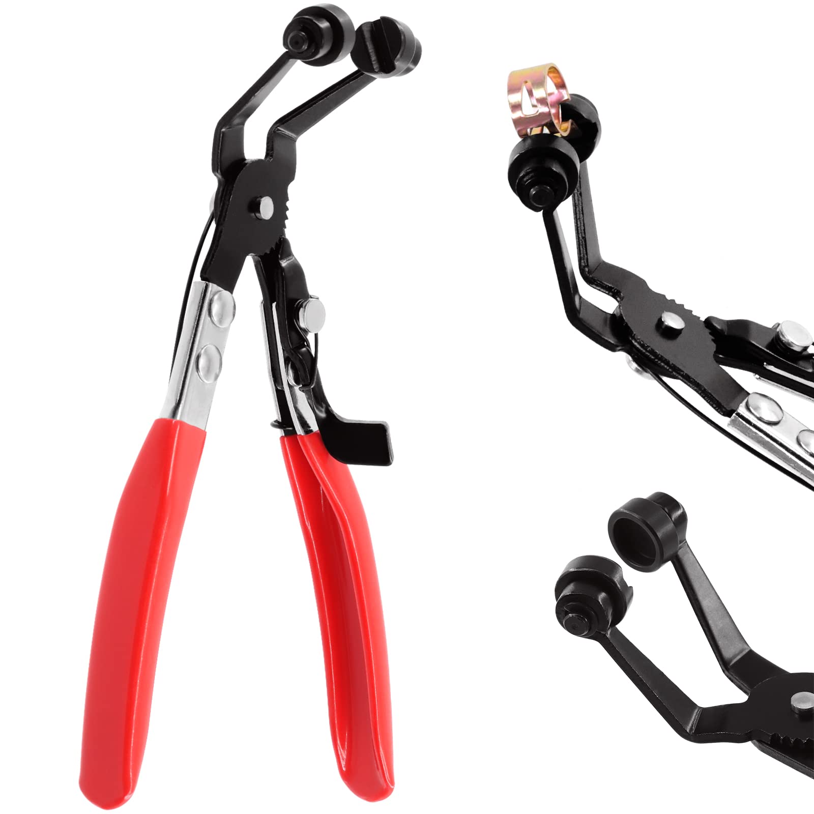 Swpeet 1Pcs 45°Hose Clamp Pliers, Angled Swivel Jaw Locking Car Pipe Hose Clamp Pliers for Hose Installations of Low Radiators Ring-Type or Flat-Band