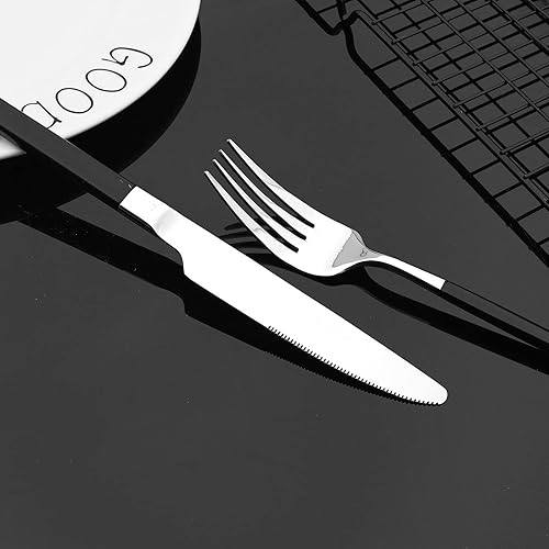 Miniatura 10 de JASHII Juego de cubiertos de 5 piezas de acero inoxidable 1810 para 1, diseño moderno y elegante para el hogar, boda, pulido espejo y apto para