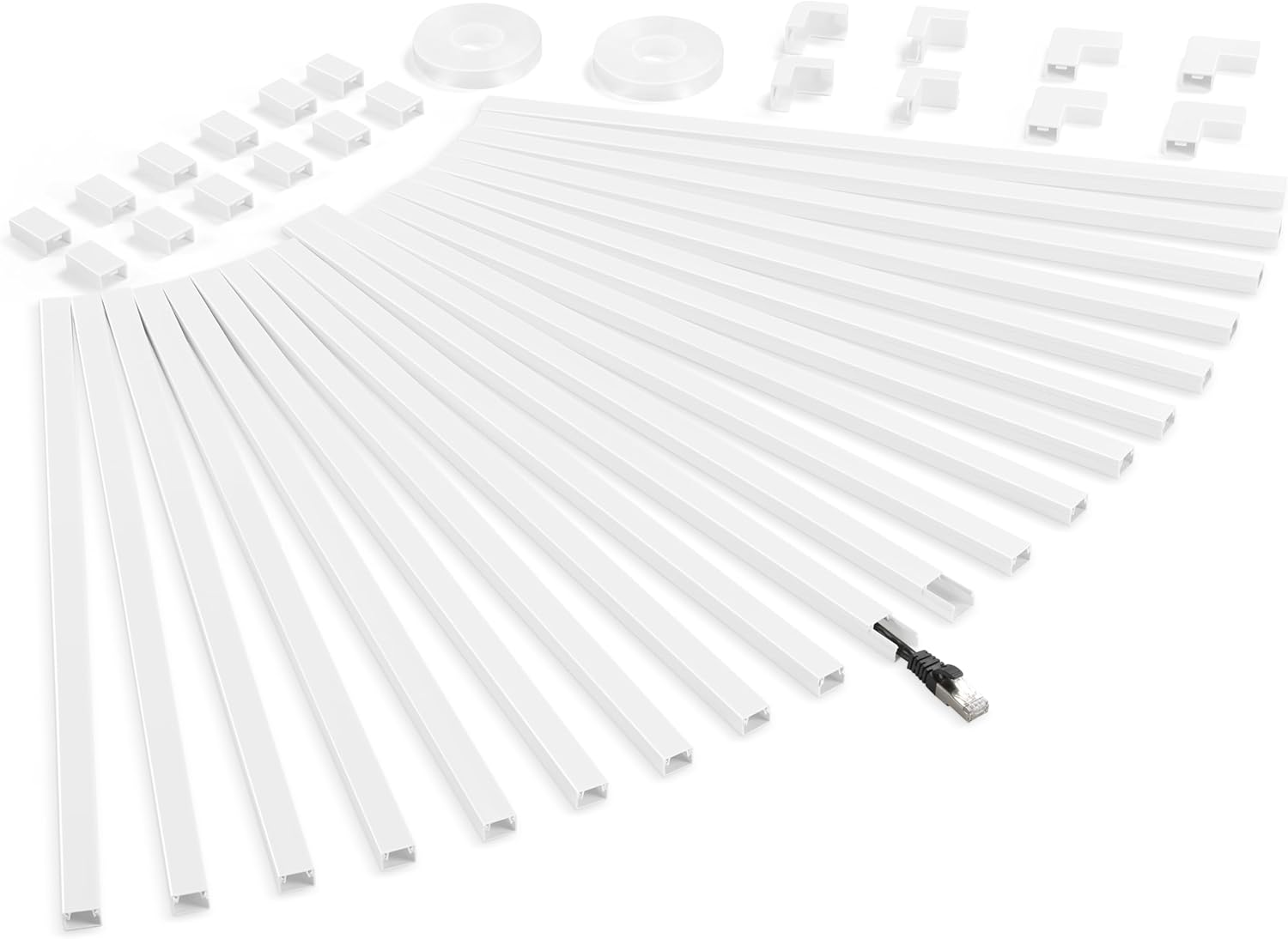 340in Cord Covers for Wires on Wall, One-Cord Wire Covers for Cords, Small White Cord Hider Wall, LZEOY Cable Raceway Wire Hider for Cords, Paintable Cable Concealer - 20x L17 W0.59in H0.4in 340 in White