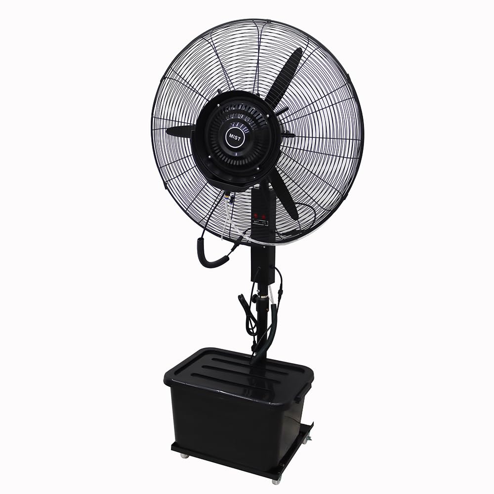 27.5" Industrial Misting Fan,Pedestal Outdoor Spray Fan with 11.1 Gal Tank,Height Adjustment &amp; 90° Oscillation,3-Speed Cooling Humidifier for Warehouse Farm Patio,110V 4873 CFM