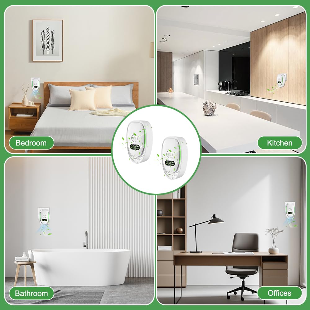 Plug-In Negative Ion Air Purifier, 2 Pack Plug in Air Purifier, Portable Mini Ioniser for Home, Quiet Plug In Air Purifiers For Home for Bedroom, Kitchen, Toilets, Pets, Smoke Odor Removal — view 7