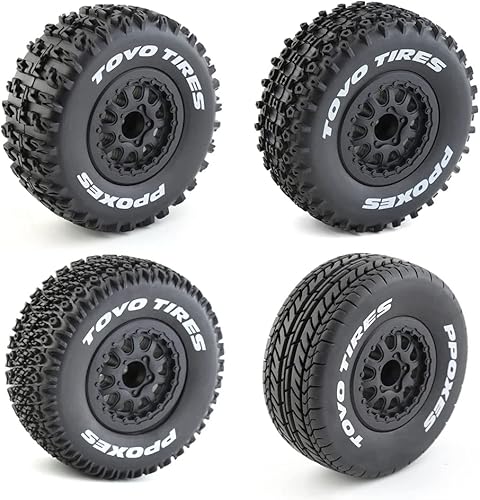 Miniatura 7 de Ruedas y neumáticos para camión de campo corto 110 a control remoto con neumáticos hexagonales de 0.472 in escala 110 para 110 RC Off-Road Car