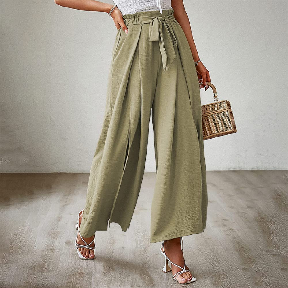 Glacspyg Damesbroek, casual, flowy brede pijpen, vrijetijdsbroek, hoge