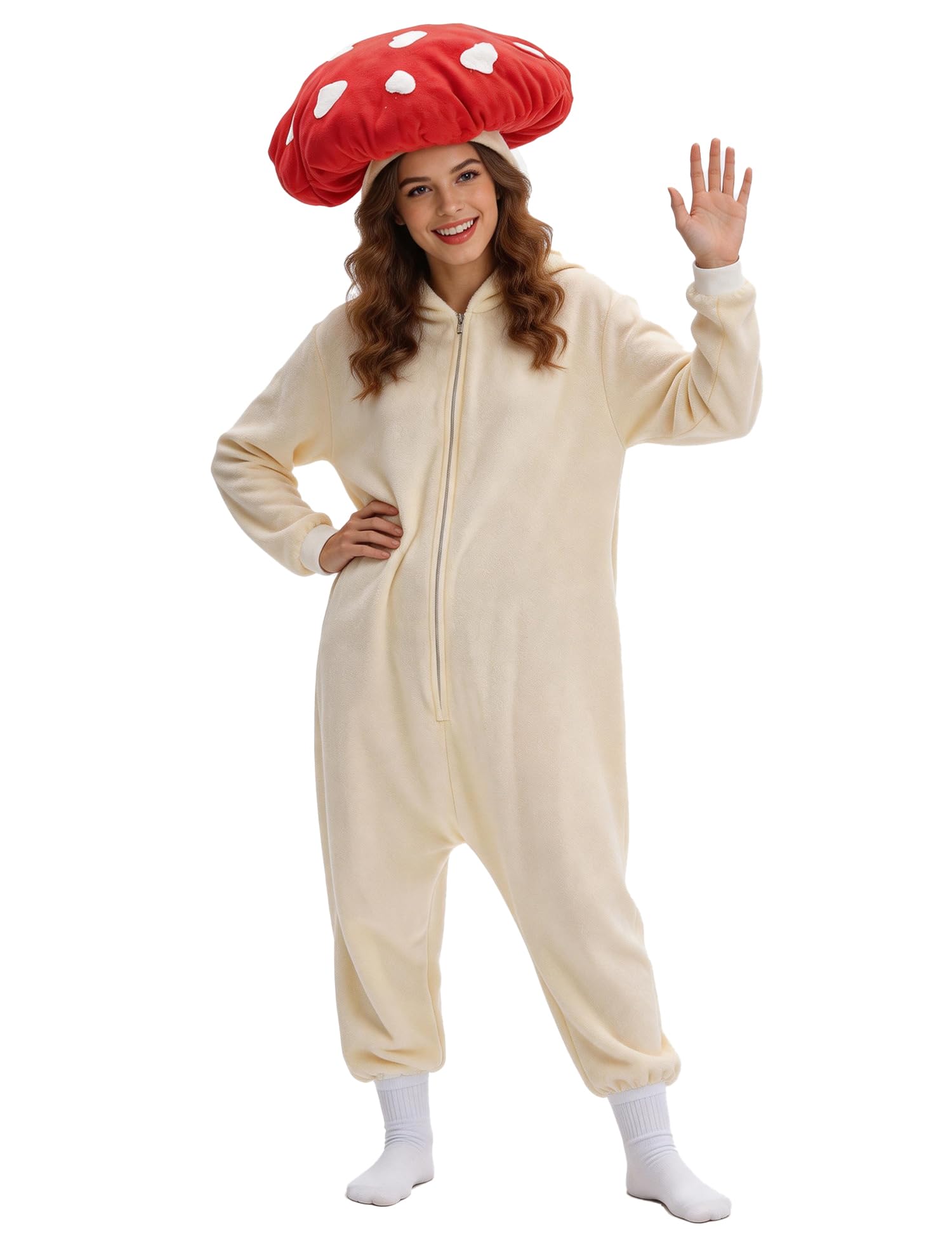 xiguaguo Red Mushroom Onesie Adult Fun Comfy Mushroom Costume Adult Onesie Women Men-picture-50
