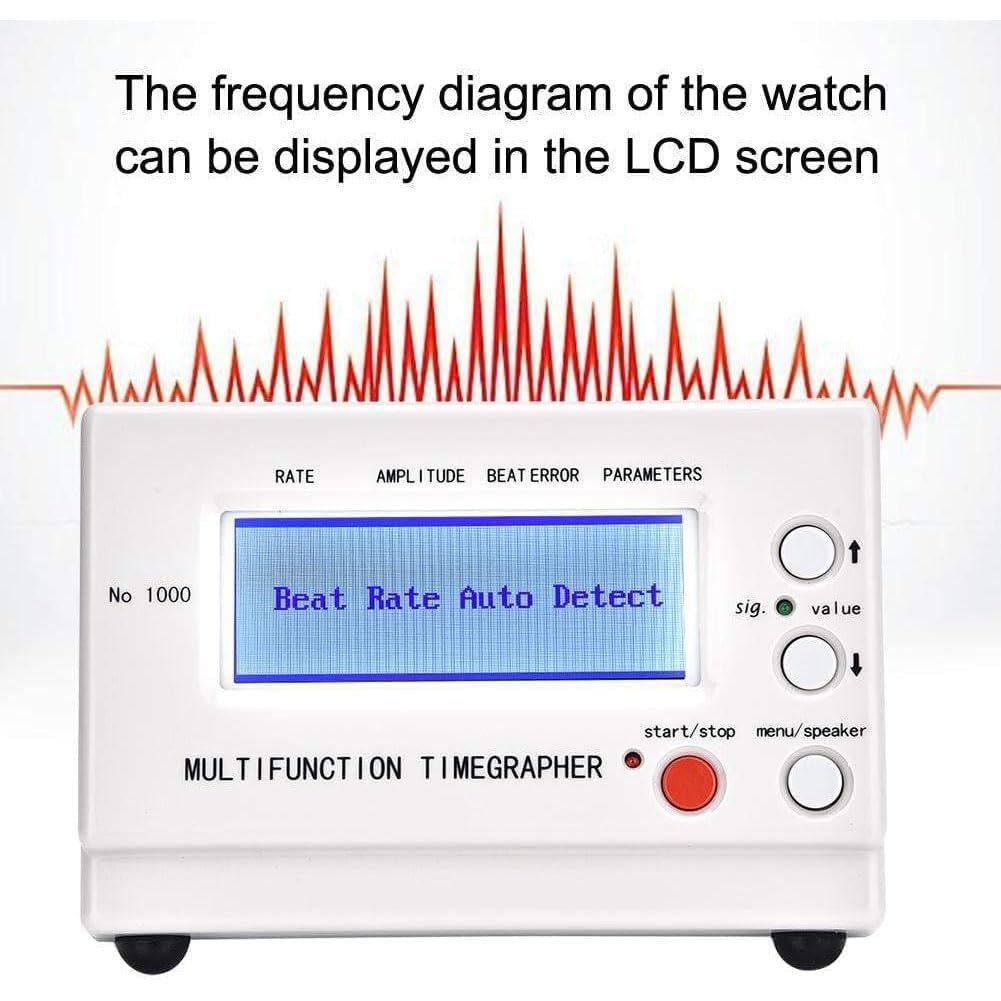 Professional No.1000 Watch Practical TimeGrapher - Strumento di calibrazione di temporizzazione a 6 Posizioni con sensore Microfono e Schermo LCD per Orologi Meccanici/Automatici
