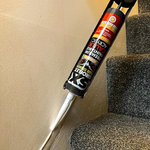 Image of SX White Premium Paintable Caulk Acrylic - Premium Quality Acrylic for Sealing Gaps & Cracks - Long Lasting Flexible Seal - Interior and Exterior Use - Overpaintable - 310ml