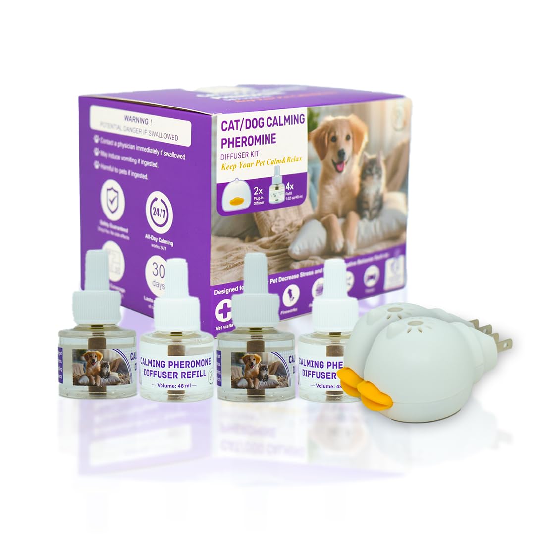 Dog and Cat Calming Diffuser Kit: 6-in-Stress Relief with Cat Deterrent Spray and Indoor Repellent for Pet Harmony and Relaxation