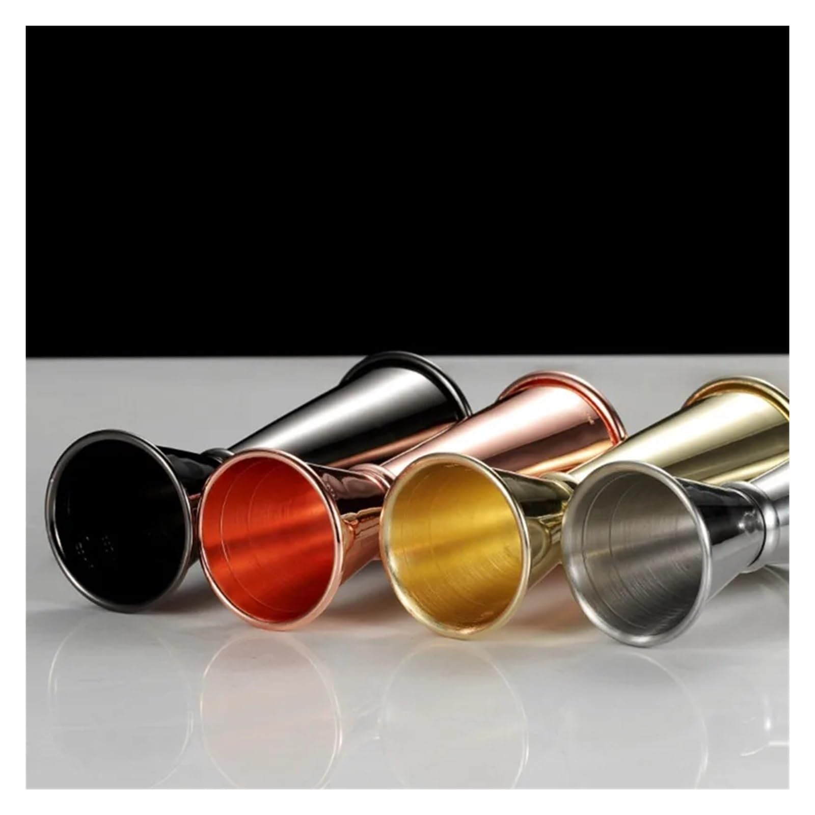 Doseur Cocktail Verre doseur en Acier Inoxydable de 15 à 60 ML, Shaker à Cocktail, doseur à spiritueux, Outils de Bar et de Cuisine(Gold 30 60ml)
