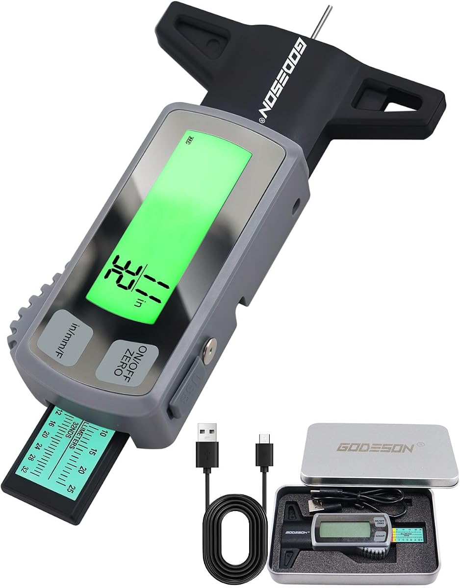 GODESON Rechargeable Digital Tire Tread Depth Gauge