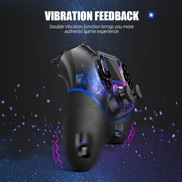 AceGamer Wireless Controller for PS4 Game Compatible with PS4/Pro/PC with Motion Motors and Audio Function,Mini LED Indicator,USB Cable and Anti-Slip (Starry Sky) - 3