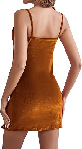 Miniatura 2 de LYANER Camisón de terciopelo sin mangas con dobladillo dividido y encaje en contraste para mujer