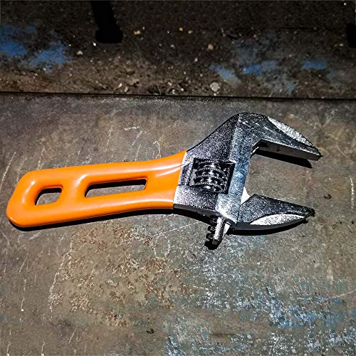 J.H. METAL 10-Inch Adjustable Wrench Large Opening Spanner with Short Handle and Measurement Scales Engraved