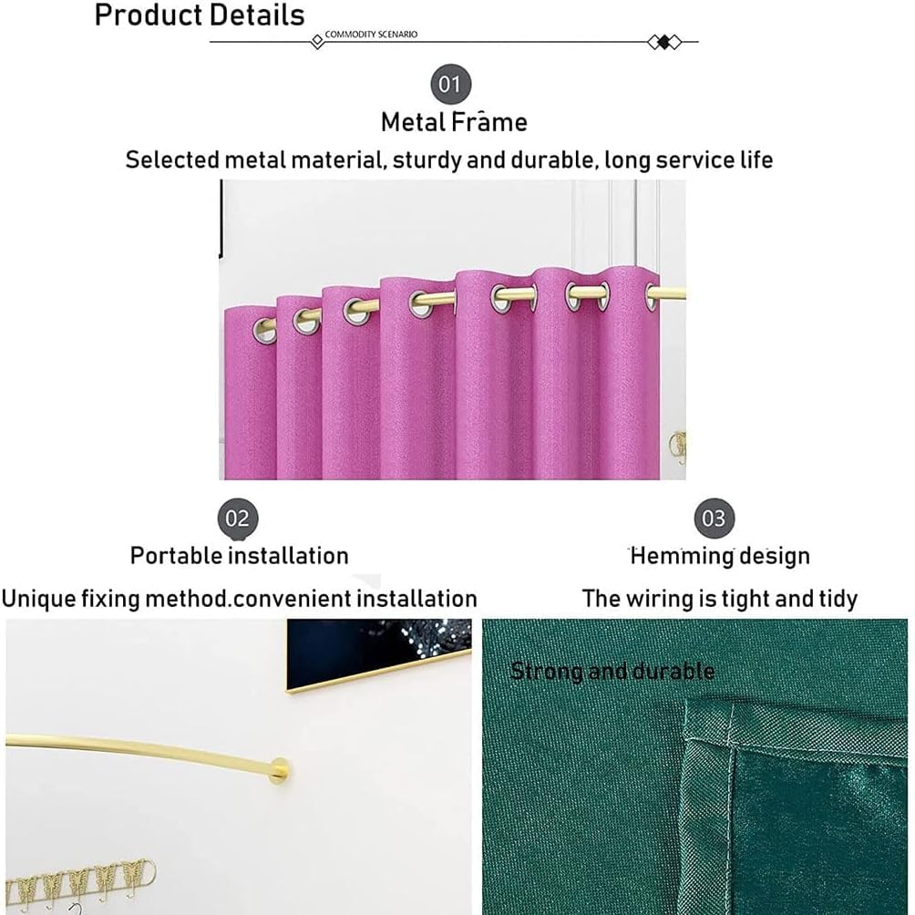 SIAMZYWV Dressing Room Portable Dressing Room Temporary Clothing Store Fitting Room with Shading Curtain Hanging Rod Hook Up Metal Changing Room Save Space