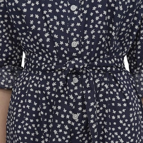 Image of DKNY Women's Long Sleeve Collared Tie Fit & Flare Mini Dress