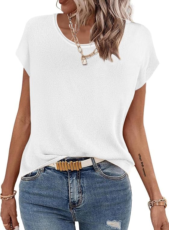 Image of Zeagoo Sweater Vest Women Crew Neck Loose Fit Knit Lightweight T Shirts Pullover Casual Summer Outfits