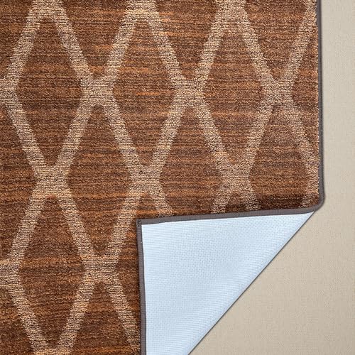 Image of Welspun Premium Runner for Hall, Bedroom & Living Room | Geometric Design | Textured Feel | Easy Maintenance | Fold Mark Resistance | Machine Tufted | (2 x 5 ft, Brown)