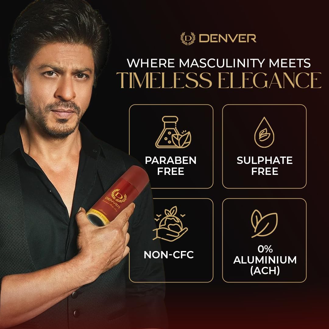 Denver Honour Deodorant Body Spray for Men, Pack of 3 (165ml Each) | Long-Lasting Fragrance and Odor Protection | Fresh Citrus with Spicy Woody and Amber Notes for a Charismatic, Refined Presence