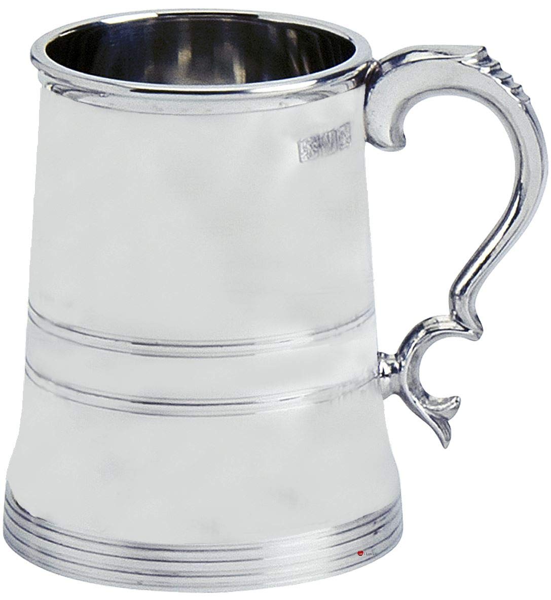 Jarra de peltre 1pt jarra para cerveza con base de vidrio I LUV LTD