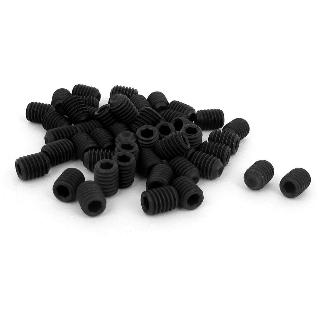 uxcell M6 x 8mm 1mm Pitch Hex Socket Set Cup Point Grub Screws Black 50pcs