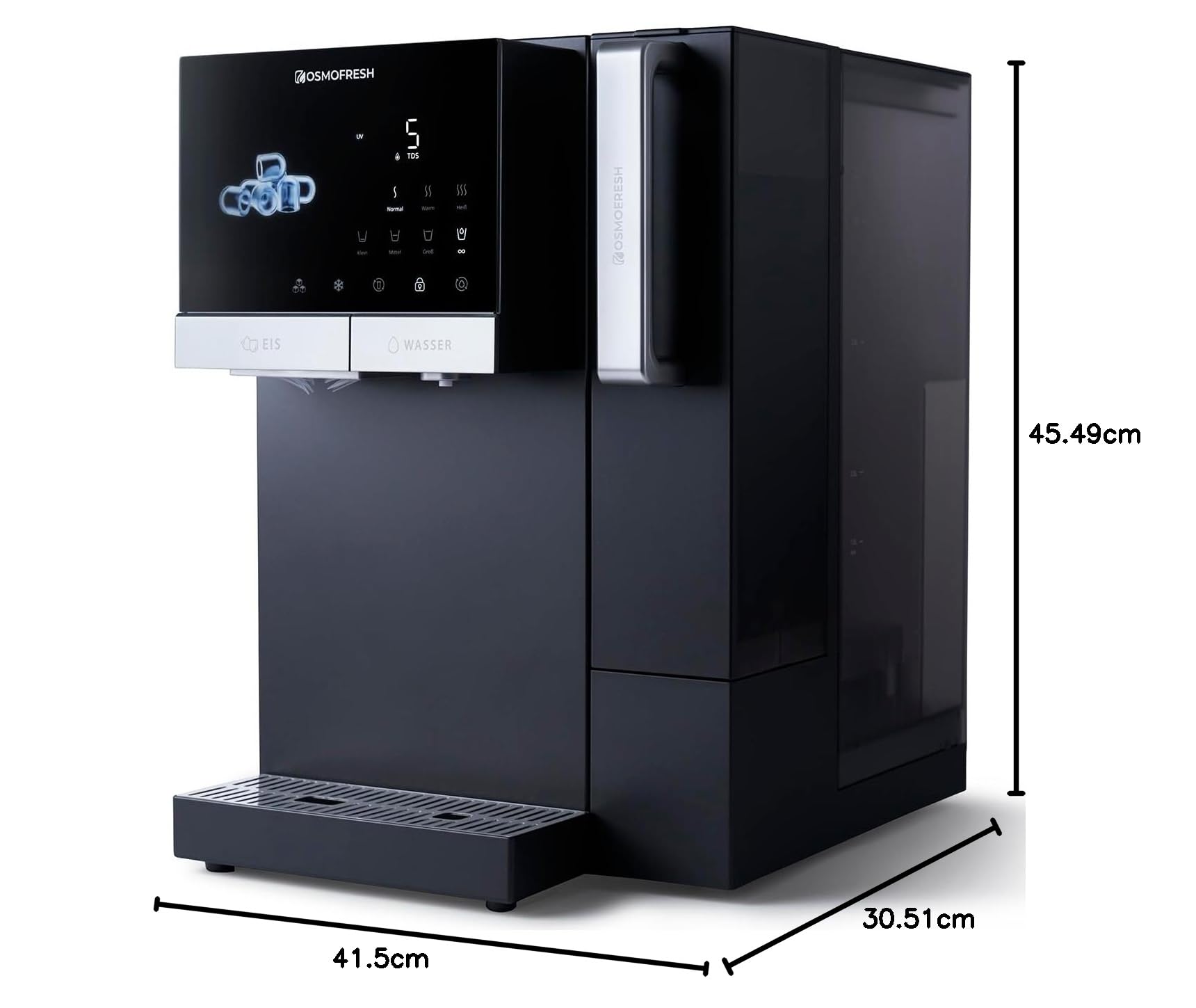 OsmoFresh Fusion Ice | Osmoseanlage mit Eiswürfelmaschine | gekühltes Wasser (bis 1°C) | kochend heißes Wasser | stufenlos | sehr wenig Abwasser | mit UV | 7-Fach Filterung | Mineralisierung