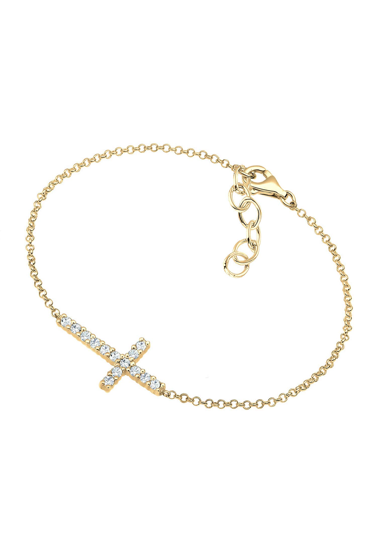 Elli Armband Damen Kreuz Symbol Klassisch mit Kristallen in 925 Sterling Silber Vergoldet