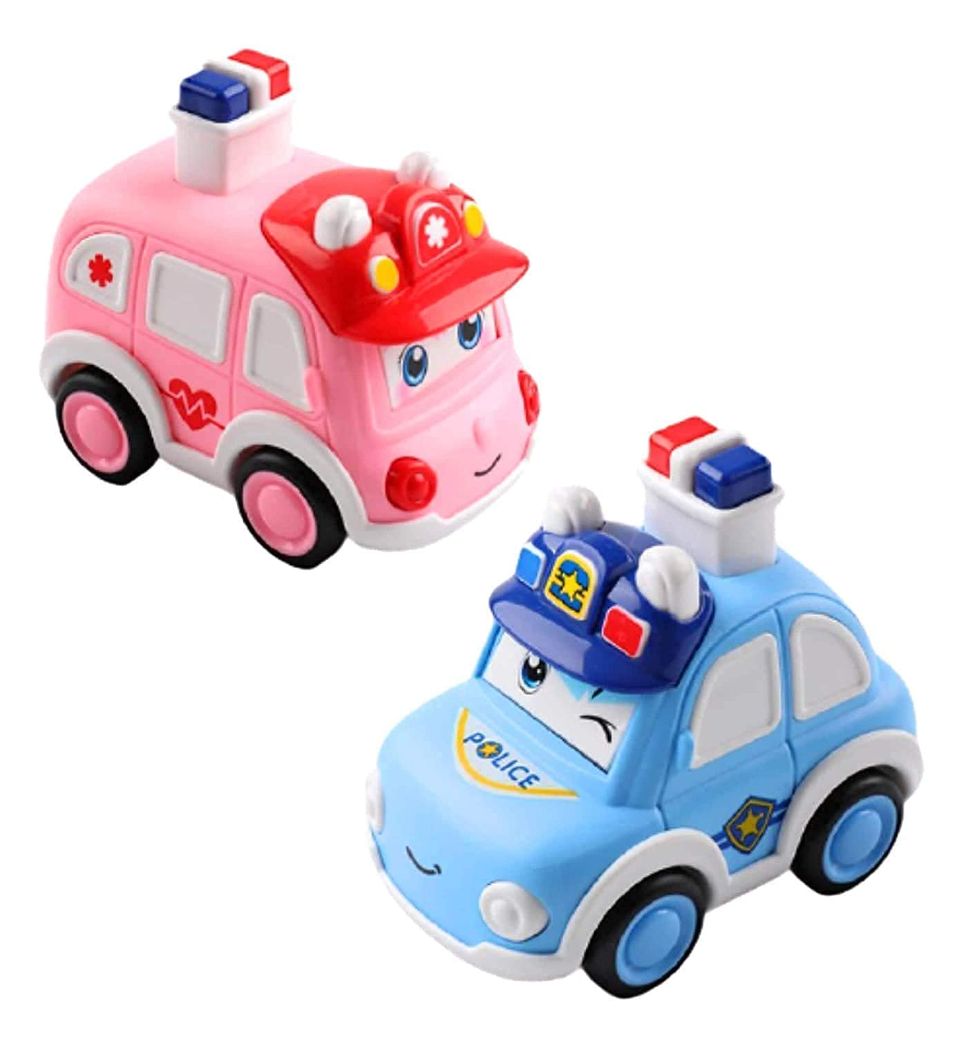 JYOTI HUB Kid New Play Set Plastic Ambulance & Police Car (Pack of 2) Friction Powered Press and Go Vehicle Toy for Kids