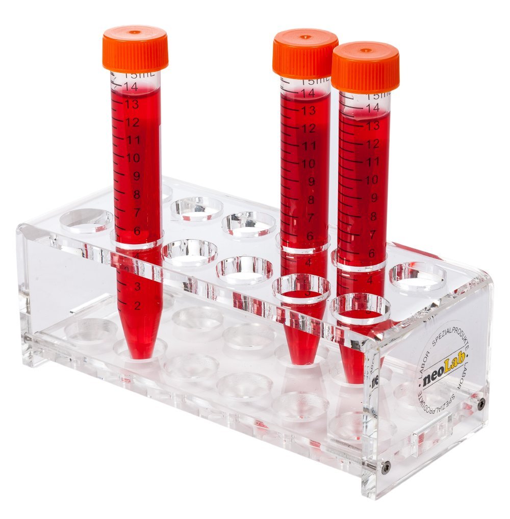 Neolab 1 5103 - Estante para tubos de ensayo (acrílico, para 2 x 10 vasos, diámetro de 18 mm, altura de 57 mm)