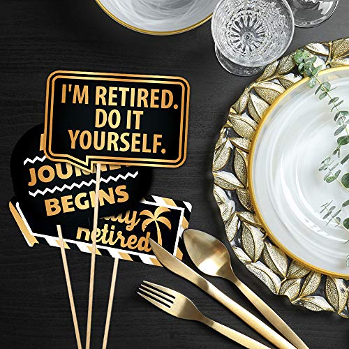 Retirement Photo Booth Props By Partygraphix - European Made Retirement Party Supplies - Easy To Assemble Selfie Props - Retirement Party Decorations Kit Includes 15 Pieces #TOP5