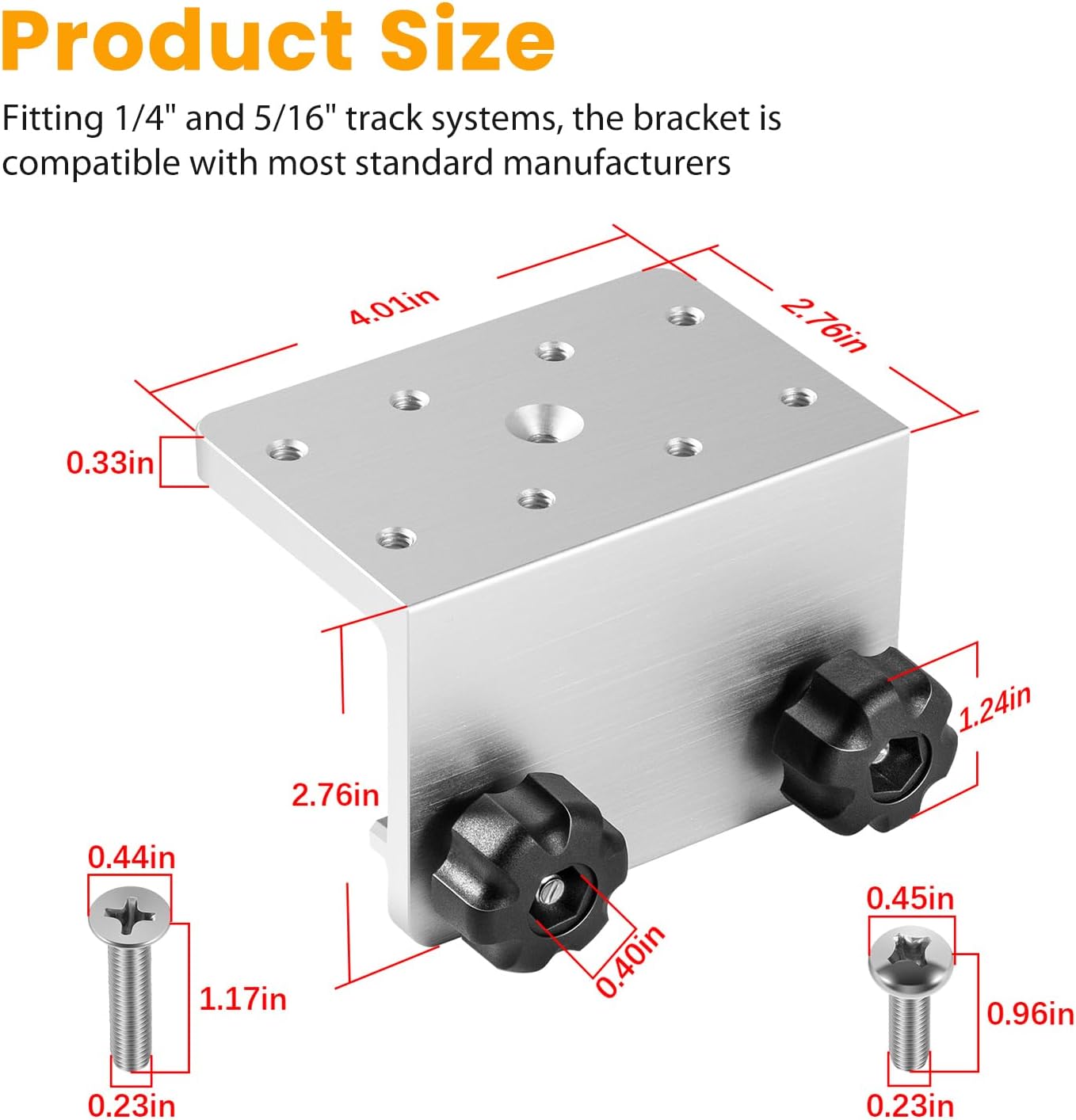 Boat Gunnel Track Bracket, 90 Degree Quick-Release Mounting Base - Universal Track System Adapter for Fishing Rod Holders, Downriggers & Fish Finders, Marine Grade Hardware for Kayak & Fishing Boat