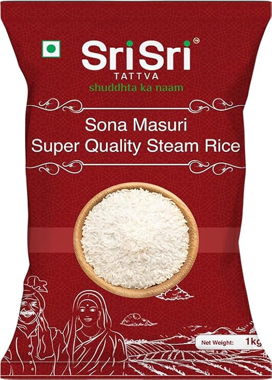 Buy Sri Sri Tattva Sona Masuri Super Quality Steam Rice, 1kg (Pack of 1) at Rs. 60