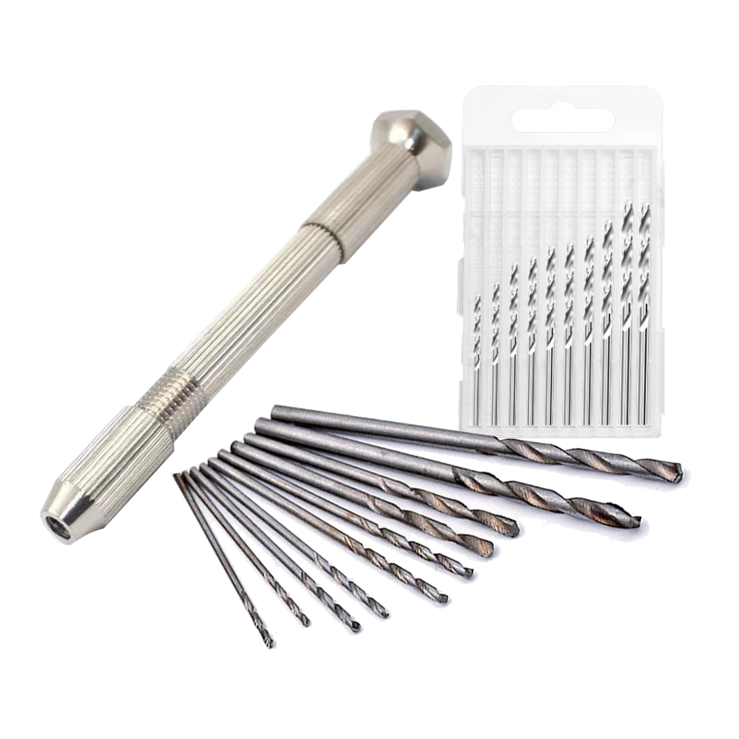 ハンドドリル 穴あけ ピンバイス ドリル刃 穴あけツール 小型 精密 DIY工具 手動ドリル騒音なし 穴開け 電源不要 精密 木工ステンレス 手芸 持ち運び便利 工芸品/宝石/お土産/木工/プラスチックに対応 (ピンバイス1本＋ドリル10本)