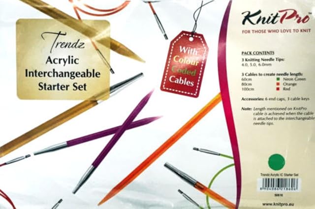 KnitPro Trendz Interchangeable Needle Starter Set, Multi-Color