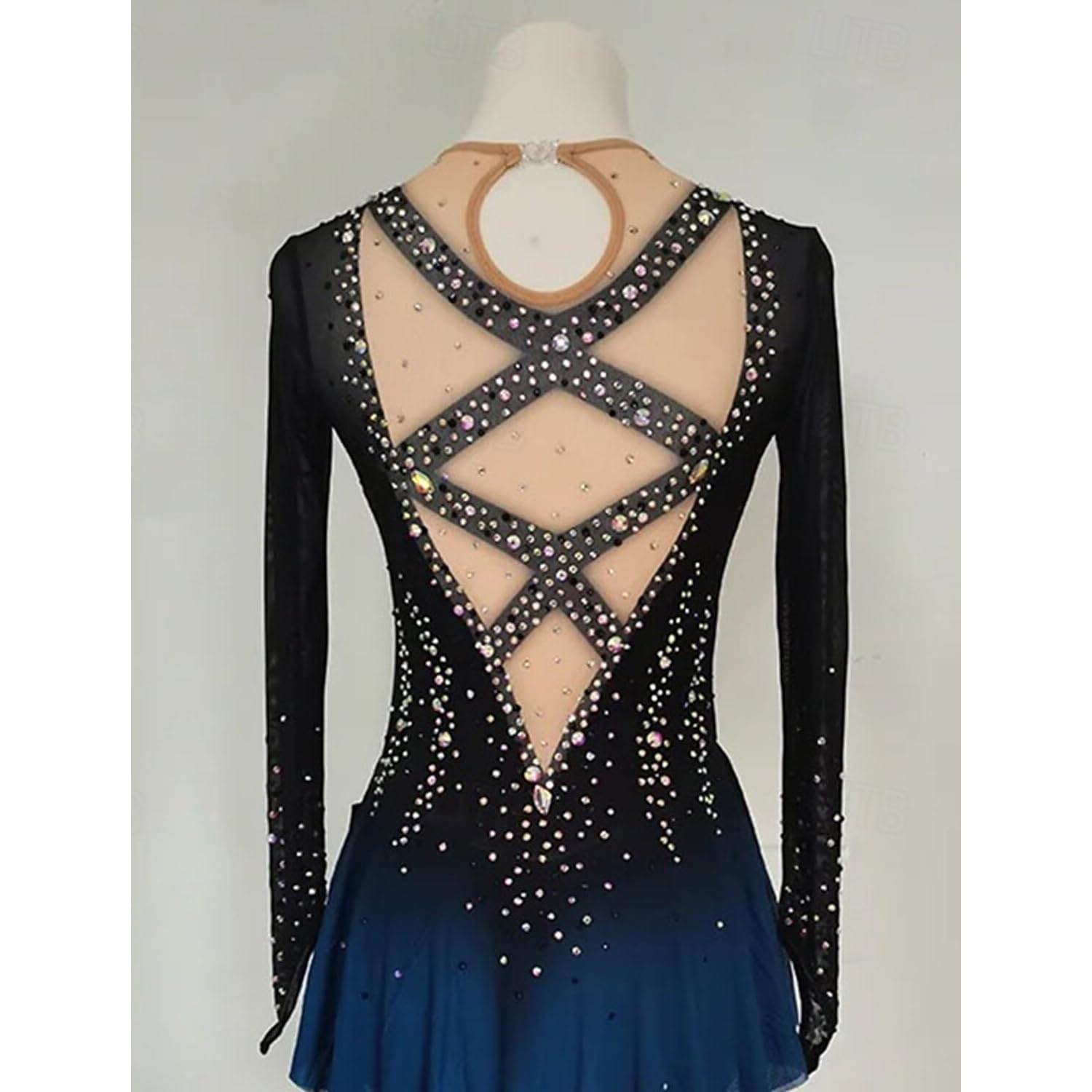 JRUIA Abito da Pattinaggio Artistico da Donna Abbigliamento da Pattinaggio Professionale su Ghiaccio da Bambina Body da Ginnastica Ritmica Abbigliamento da Balletto Sfumato Gonna A Rotelle