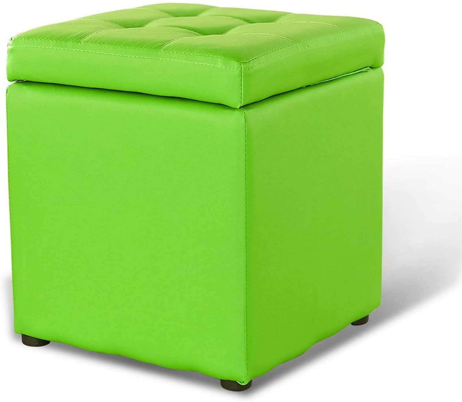 Pouf ottoman et repose-pieds rembourré vert avec rangement intérieur pliable